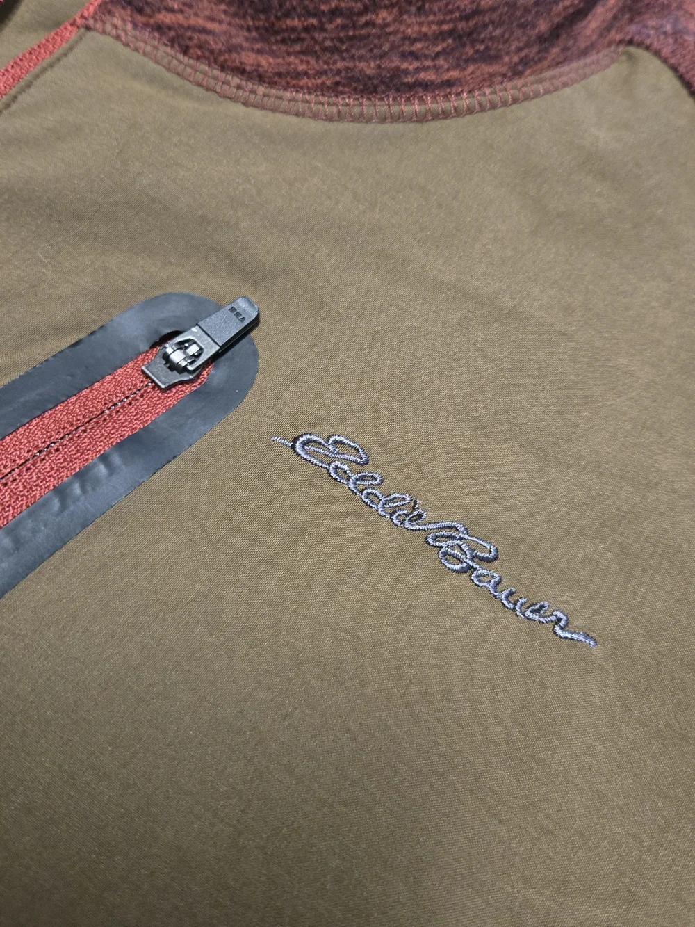 Men's Eddie Bauer Quarter-Zip Pullover Sweatshirt  Maroon Olive Chest Pocket XL